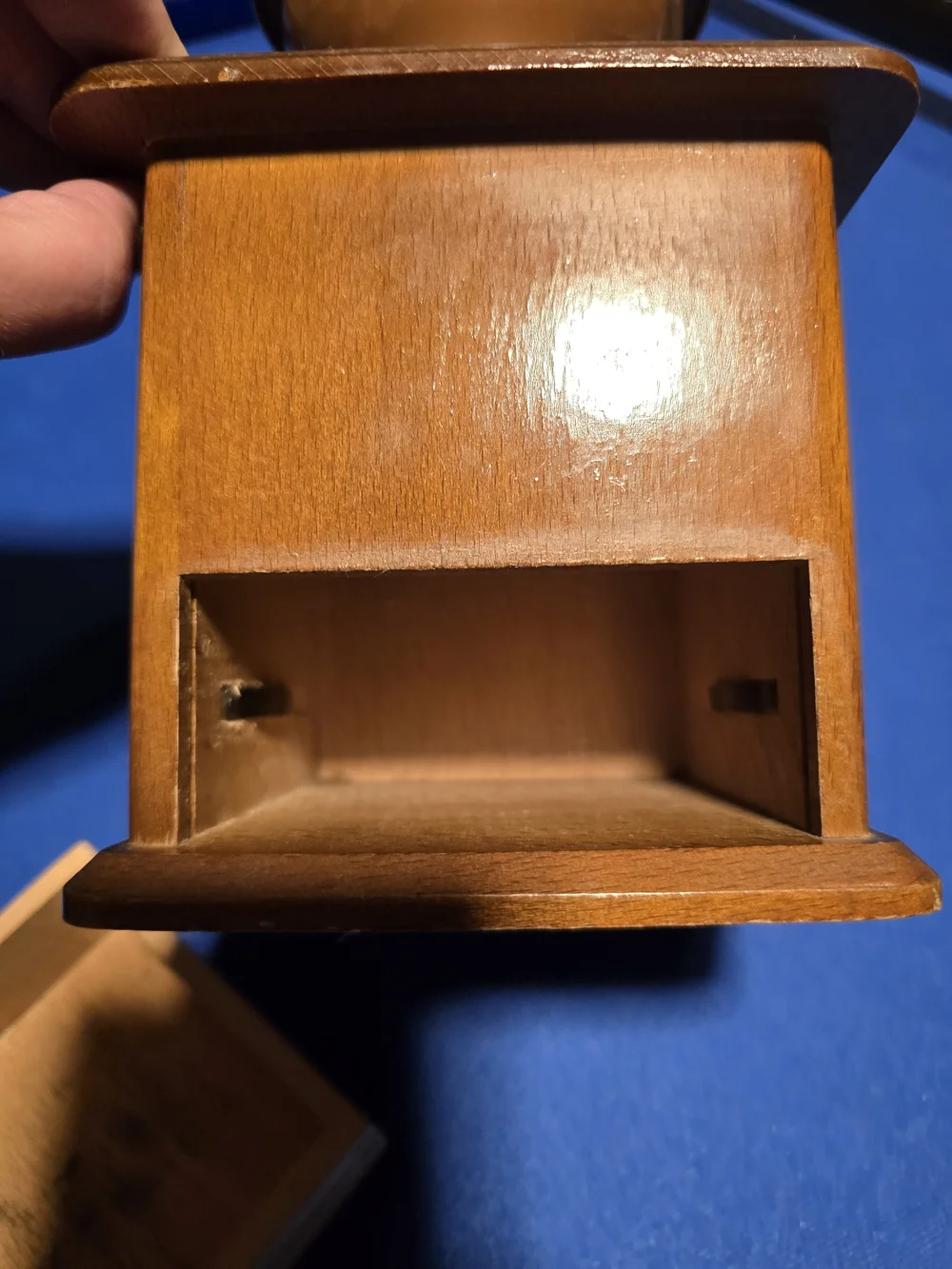 Mid-Century German Wood & Copper Coffee Bean Grinder Decor
